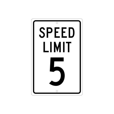 Nmc NMC TM17G Traffic Sign, 5 MPH Speed Limit Sign, 18" X 12", White/Black TM17G